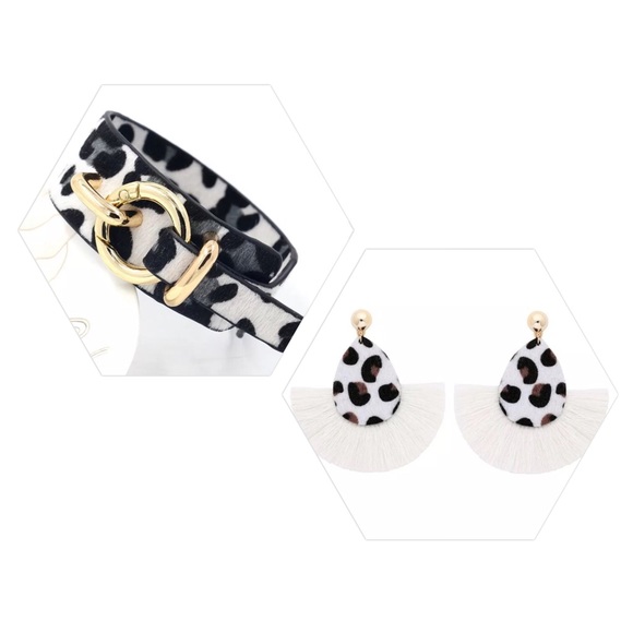 👄 NEW!!! White Leopard Earrings - Picture 2 of 2